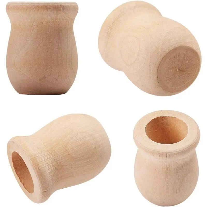 Candle Containers - Jarrón de madera en blanco sin