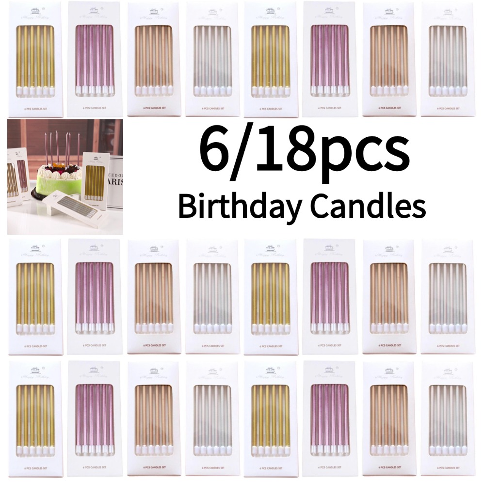 Silk Candle - 6/18 Uds. Velas de cumpleaños de